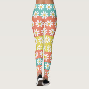 Cute Summer Retro Daisy Flowers Mode Leggings