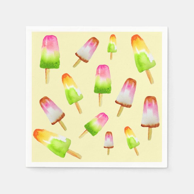 Cute Summer Rinbow popsicles party Pappersservett (Framsidan)