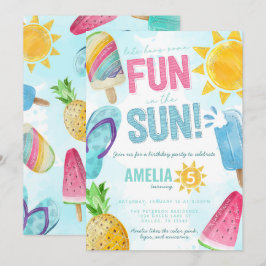 Cute Summer Roligt i Sol Bassäng Party Inbjudningar