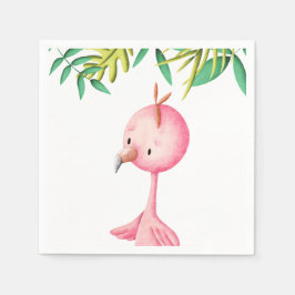 Cute Summer Rosa Flamingo Tropical Baby Shower Pappersservett
