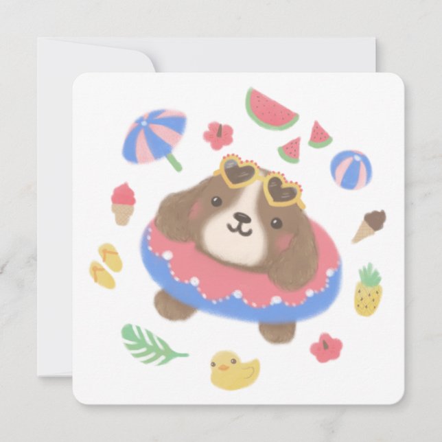 Cute Summer Spain Hund Illustration Julkort (Framsida)