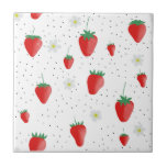 Cute Summer Strawbär & Blommar Kakelplatta<br><div class="desc">En vacker jordgubbe och blommar i hand plockade. Ett botaniskt rött jordgubbar som är perfekt för hemdekaler,  personlig- och party-dekor. Perfekt för alla som i kärlek sommarstugan bär teman design,  illustrationer i hand plockade och söta matteman.</div>