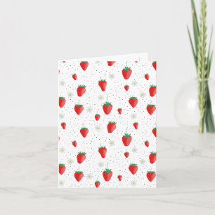 Cute Summer Strawbär & Blommar Kort