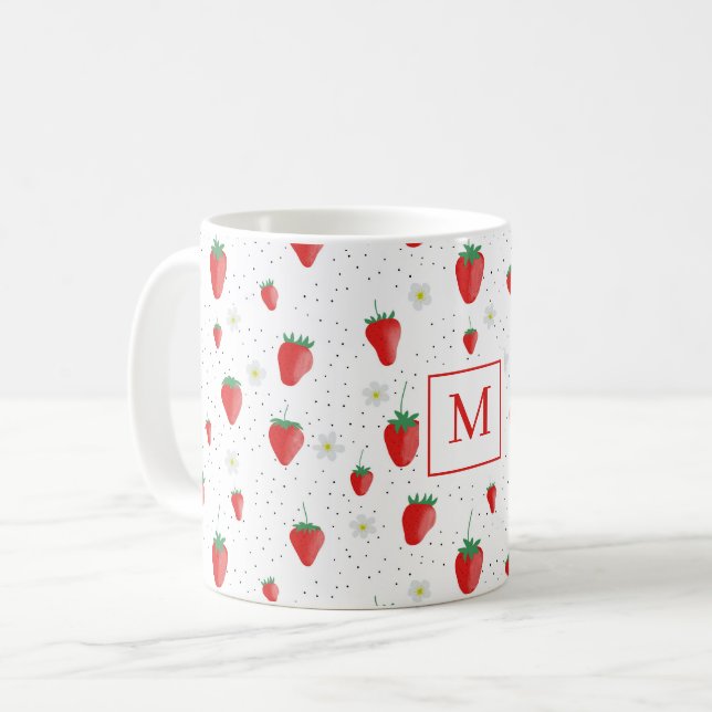Cute Summer Strawbär & Blommars Cook Chef Kaffemugg (Framsida vänster)