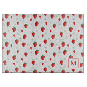 Cute Summer Strawbär & Blommars Monogram