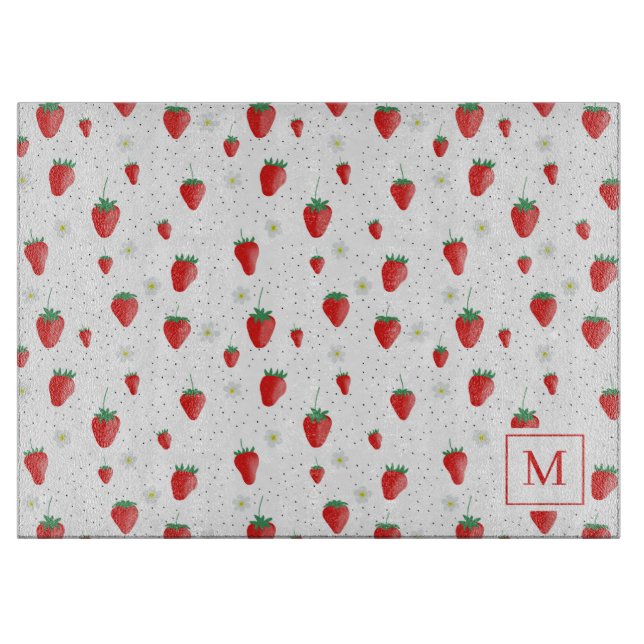 Cute Summer Strawbär & Blommars Monogram (Framsidan)