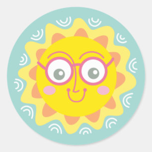 Cute Summer Sunshine Sticker Runt Klistermärke