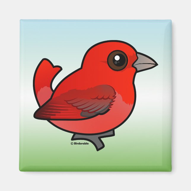 Cute Summer Tanager Magnet (Framsidan)