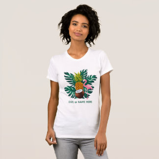 Cute Summer Tropical Flamingo and Pineapple  T Shirt