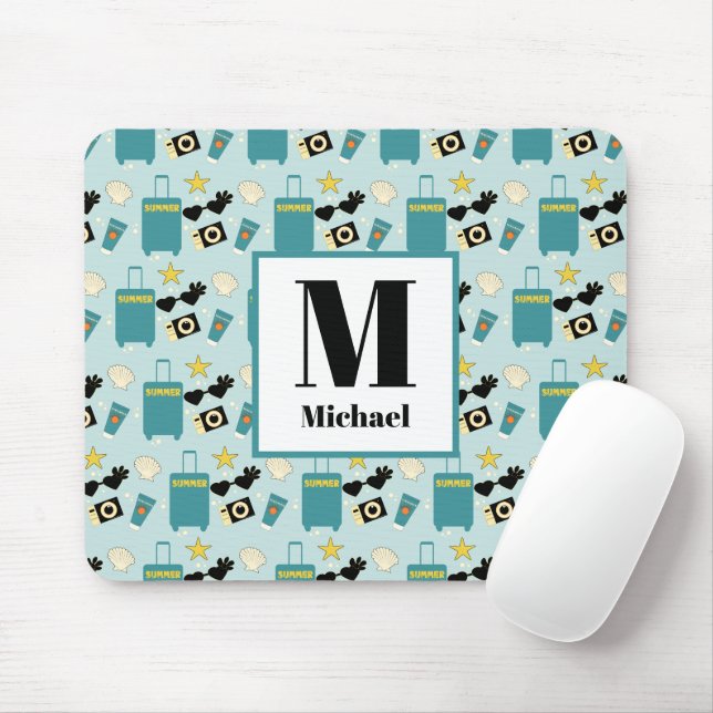 Cute Summer Vacation Elements Mousepad Musmatta (Med mus)