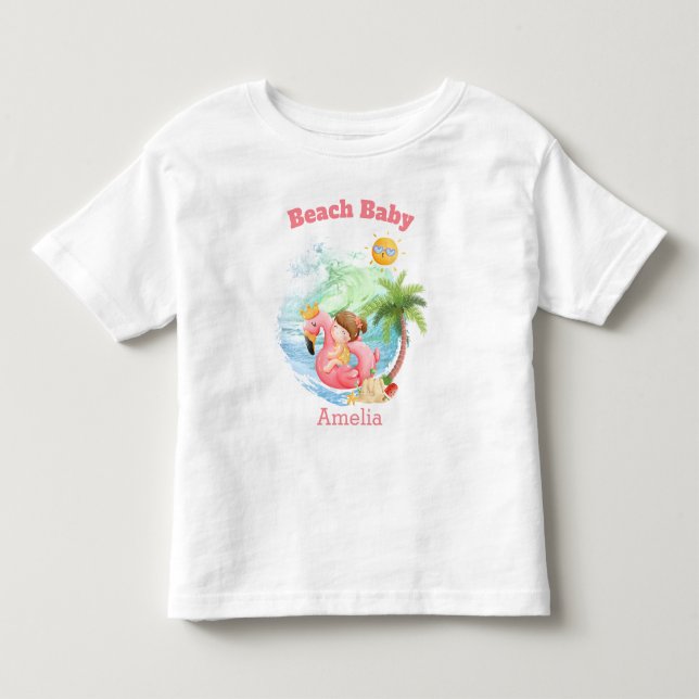 Cute Summer Vacation Namn Beach Girl T Shirt (Framsida)