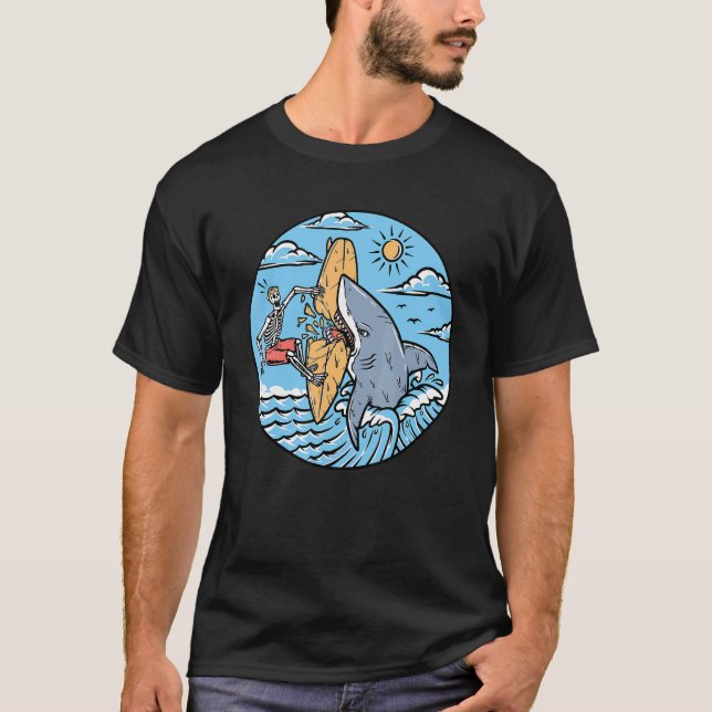 Cute Summer Vibes E Boy E Girl Skeleton Flamingo I T Shirt (Framsida)