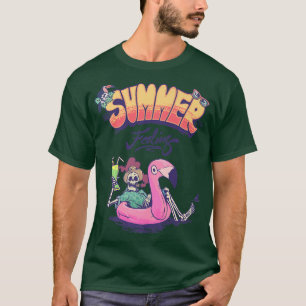 Cute Summer Vibes E Boy E Girl Skeleton Flamingo I T Shirt