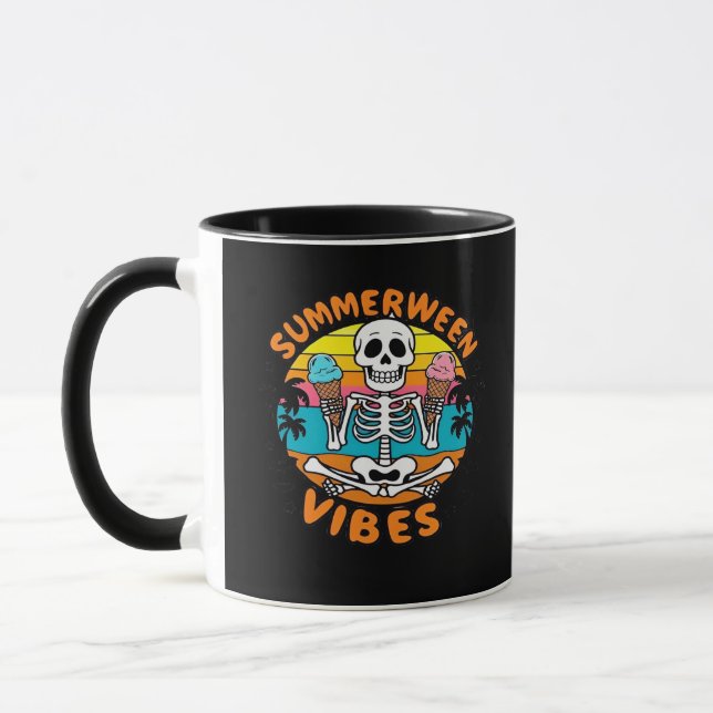 Cute Summerween Vibes Skeleton Glass Summer Vac Mugg (Vänster)