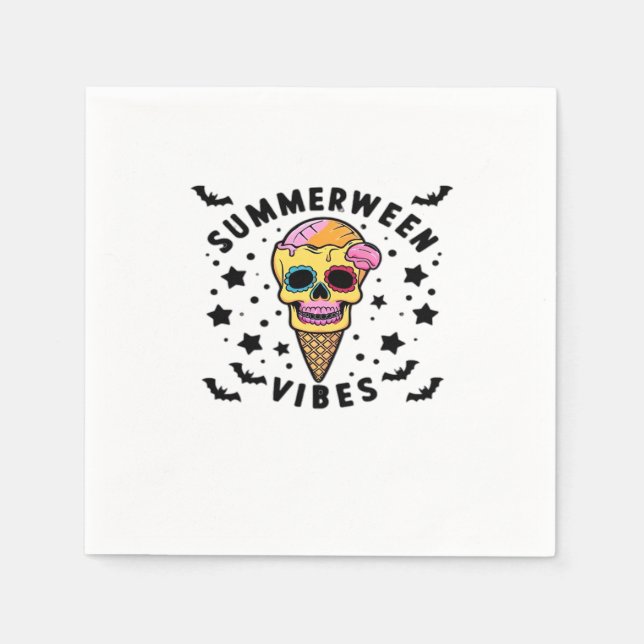 Cute Summerween Vibes Skeleton Glass Summer Vac Pappersservett (Framsidan)