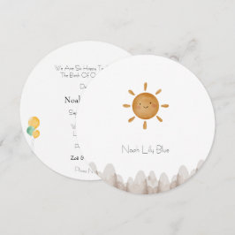 Cute Sun Mountains Baby Announcement Card Inbjudningar