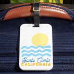 Cute Sun & Sea Customizable w/ Your Town, State  Bagagebricka<br><div class="desc">This fun modern sun and sea themed luggage tag features a hand-drawn sun and waves in blue and yellow with classic typography in coordinating darker blue and yellow. Customize this design with the name of your own favorite beach town!</div>