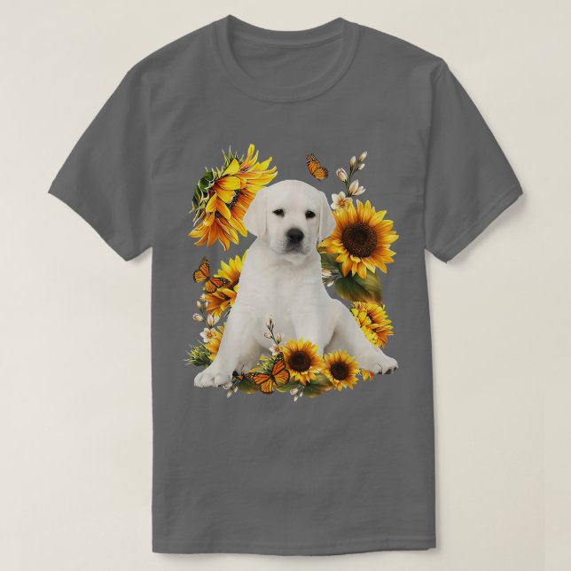 Cute Sunblomma Labrador Hund Pappa Mamma Fars dag  T Shirt (Design framsida)