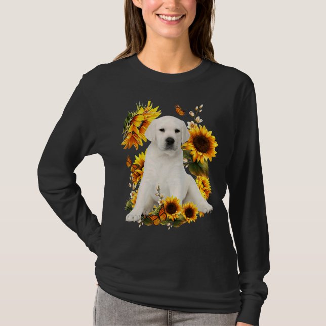 Cute SunblommLabrador Hund Pappa Mamma Fars dag T Shirt (Framsida)