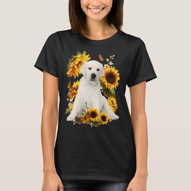 Cute SunblommLabrador Hund Pappa Mamma Fars dag T Shirt (Framsida)