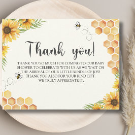 Cute Sunflower Bee Baby Shower Tack Kort