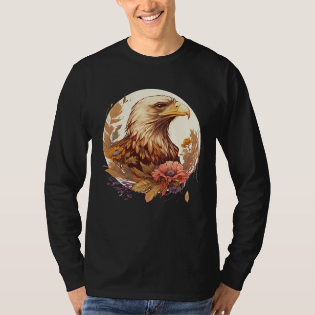Cute Sunflower Eagle Floral Birding Ornithology T Shirt (Framsida)