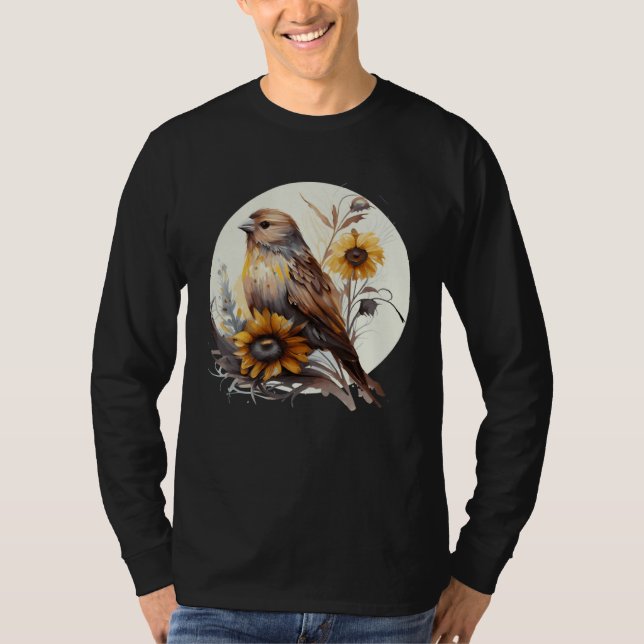 Cute Sunflower Finch Ornithologist Birding Bird Wa T Shirt (Framsida)