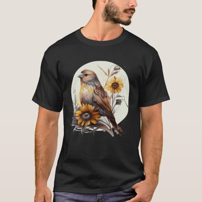 Cute Sunflower Finch Ornithologist Birding Bird Wa T Shirt (Framsida)