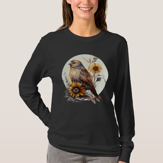 Cute Sunflower Finch Ornithologist Birding Bird Wa T Shirt (Framsida)