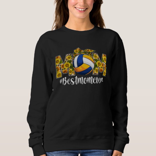 Cute Sunflower Mom Volleyball Sports Mom Mama Moth T Shirt (Framsida)
