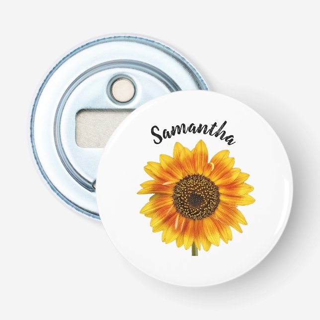 Cute Sunflower Personalized Flasköppnare (Framsidan)