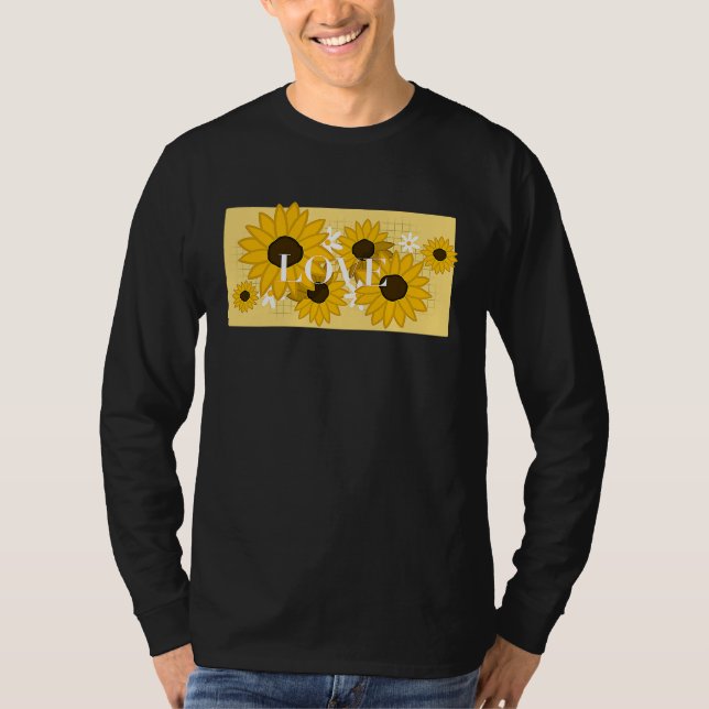 Cute Sunflower Saying Love T Shirt (Framsida)