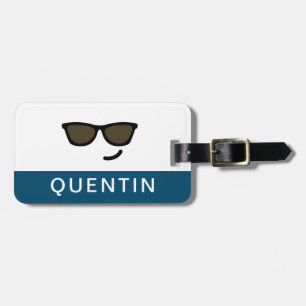 Cute Sunglasses som ler Ansikte Bagagebricka