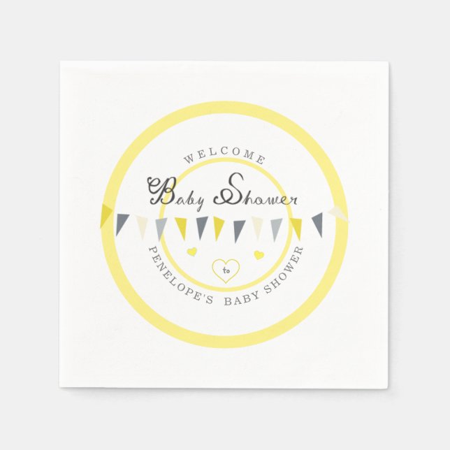 Cute Sunny Elegance Bunting Baby Shower Pappersservett (Framsidan)