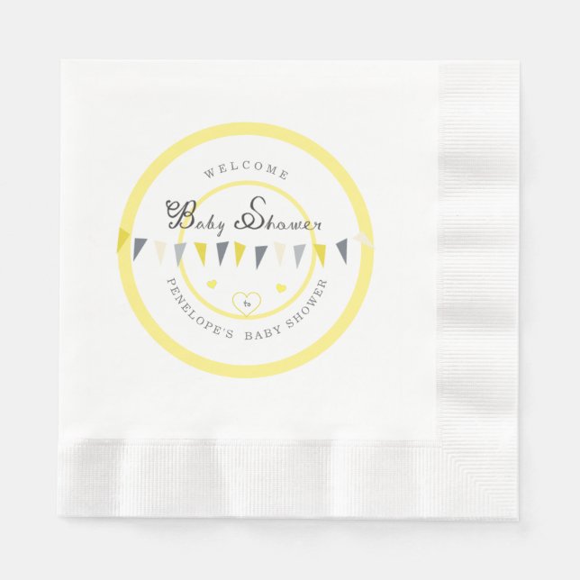 Cute Sunny Elegance Bunting Baby Shower Pappersservett (Framsidan)