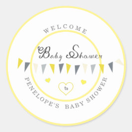 Cute Sunny Elegance Bunting Baby Shower Runt Klistermärke