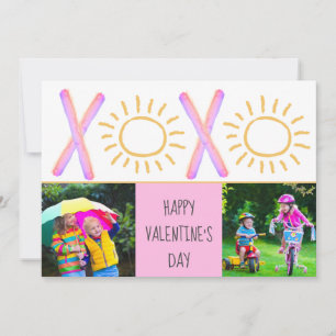 Cute Sunny XOXO Rosa Valentine Day Photo Card Julkort