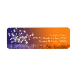 Cute Sunset Dandelion Bröllop Returadress Etikett