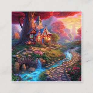 Cute Sunset Fantasy House i Skogen