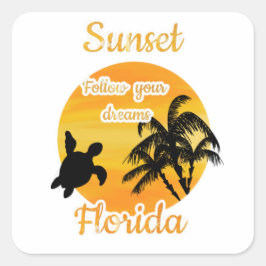 Cute Sunset i Florida Fyrkantigt Klistermärke