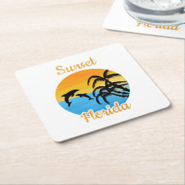 Cute Sunset i Florida Underlägg Papper Kvadrat