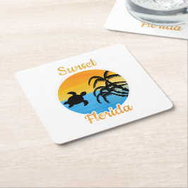 Cute Sunset i Florida Underlägg Papper Kvadrat