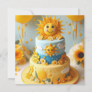 CUTE SUNSHINE CHARACTERS DECORATED BIRTHDAY CAKE KORT