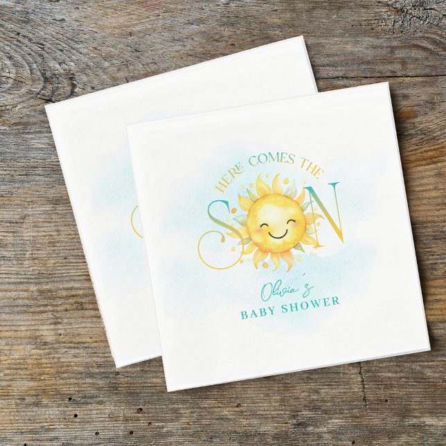 Cute Sunshine här kommer från Son Baby Shower Pappersservett (Cute Sunshine Here Comes the Son Baby Shower Napkins)