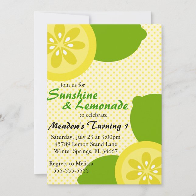 Cute Sunshine & Lemonade Party-inbjudan Inbjudningar (Framsida)