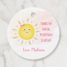 Cute Sunshine Rosa & Guld Birthday Tack Gåvor Etiketter