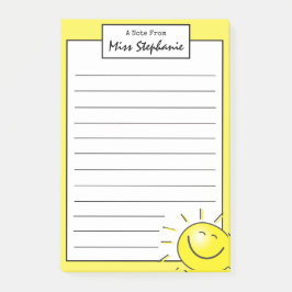 Cute Sunshine Smile Ansikte från lärare Post-it Block