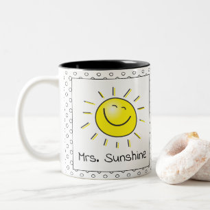 Cute Sunshine Smile Ansikte Lacher Namn Två-Tonad Mugg