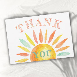 Cute Sunshine Watercolor Sol, sommartack, ditt kor Tack Kort