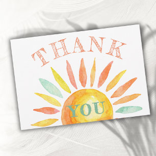 Cute Sunshine Watercolor Sol, sommartack, ditt kor Tack Kort
